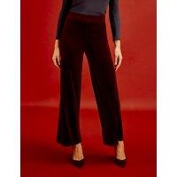 Finery London Velvet Wide Leg Trousers Burgundy