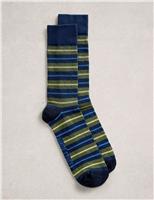 Striped Cotton Rich Ribbed Socks