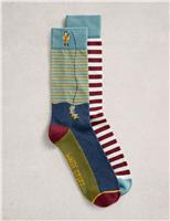 2 Pack Striped Fisherman Cotton Rich Socks