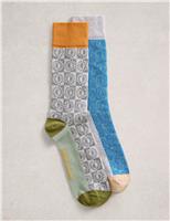 2 Pack Sun Print Cotton Rich Socks