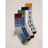 White Stuff 4 Pack Cotton Rich Printed Ankle Socks Green Mix