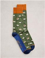 Sheep Print Cotton Rich Socks