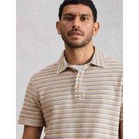 White Stuff Pure Cotton Striped Polo Shirt White Mix