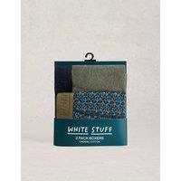 White Stuff 2 Pack Cotton Rich Fish & Plain Boxers Blue Mix
