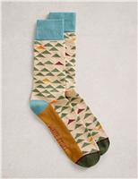 Cotton Rich Geometric Triangle Ankle Socks