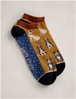 Cotton Rich Dog Pattern Trainer Socks