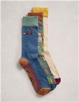 3 Pack Patterned Cotton Rich Socks