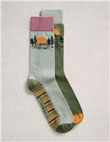 2 Pack Sunset Adventure Cotton Rich Socks