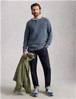 White Stuff Pure Cotton Knitted Henley Jumper Green