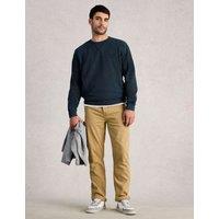 White Stuff Pure Cotton Textured Crew Neck Sweatshirt Navy