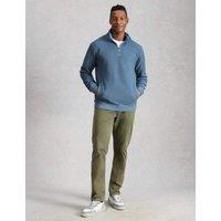 White Stuff Pure Cotton Half Zip Sweatshirt Blue