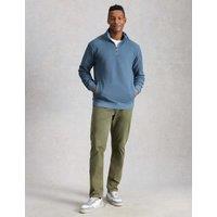 White Stuff Pure Cotton Half Zip Sweatshirt Blue