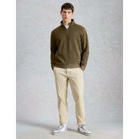 White Stuff Pure Cotton Half Zip Sweatshirt Green