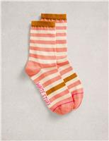 Cotton Rich Striped Ankle High Socks