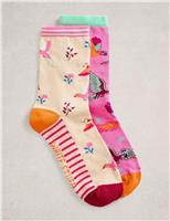 2 Pack Cotton Rich Parrot Ankle High Socks