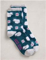 Cotton Rich Fluffy Sheep Ankle High Socks