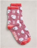 Cotton Rich Striped Fluffy Sheep Ankle Socks