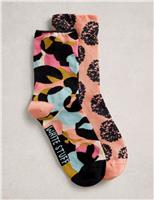 2 Pack Cotton Rich Spot Ankle High Socks