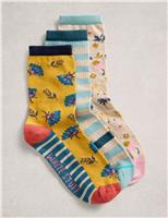3 Pack Cotton Rich Floral Ankle High Socks