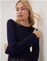 Ribbed Openwork Knit Cuff Top