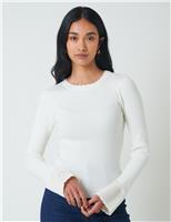 Ribbed Openwork Knit Cuff Top