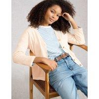 White Stuff Cotton Rich V-Neck Button Front Cardigan Natural