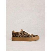 White Stuff Canvas Leopard Print Flatform Trainers Brown