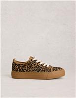 White Stuff Canvas Leopard Print Flatform Trainers Brown