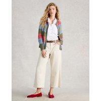 White Stuff Pure Cotton Striped Button Through Cardigan Green Mix