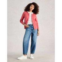 White Stuff Pure Cotton Crew Neck Cardigan Pink