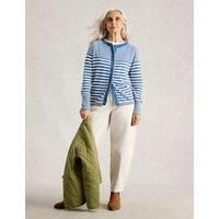 White Stuff Pure Cotton Striped Button Through Cardigan Blue Mix