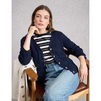 White Stuff Cotton Rich V-Neck Button Front Cardigan Navy