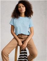White Stuff Pure Cotton Embroidered T-Shirt Blue
