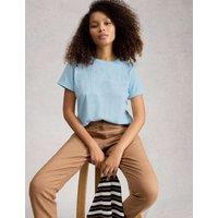 White Stuff Pure Cotton Embroidered T-Shirt Blue