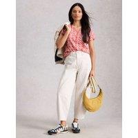 White Stuff Pure Cotton Embroidered T-Shirt Pink Mix