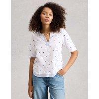White Stuff Pure Cotton Embroidered T-Shirt White Mix