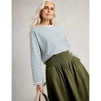 White Stuff Pure Cotton Striped Crew Neck Top White Mix