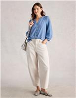 Pure Cotton Embroidered Notch Neck Blouse