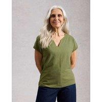 White Stuff Pure Cotton Jersey V-Neck T-Shirt Green