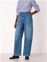 Whistles Petite Elasticated High Waisted Barrel Jeans Denim