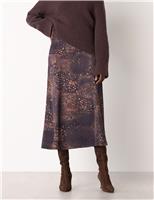 Whistles Spotted Animal Midi Slip Skirt Brown Mix