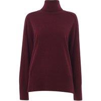 Whistles Pure Cashmere Roll Neck Jumper Burgundy