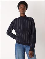 Pure Wool Striped Funnel Neck Jumper