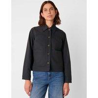 Whistles Mia Cotton Blend Utility Jacket Black