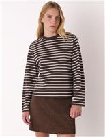 Whistles Jersey Striped Top Brown Mix
