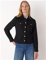 Whistles Cotton Blend Textured Blazer Black