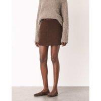 Whistles Suede Mini A-Line Skirt Chocolate