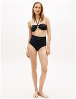 Tommy Hilfiger Elevated Belted High Waisted Bikini Bottoms Black