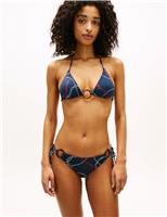 Tommy Hilfiger Elevated Chain Print Triangle Bikini Top Navy Mix