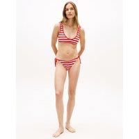 Tommy Hilfiger Striped Scoop Neck Bikini Top Red Mix